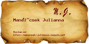 Manácsek Julianna névjegykártya